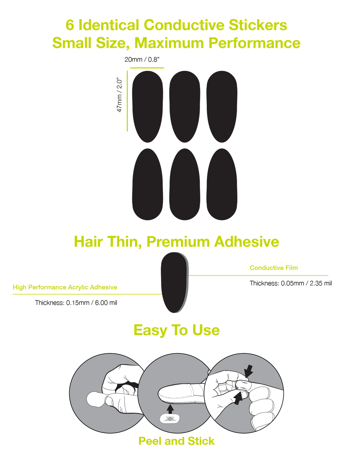 GloveTacts Conductive Stickers - 6 stickers